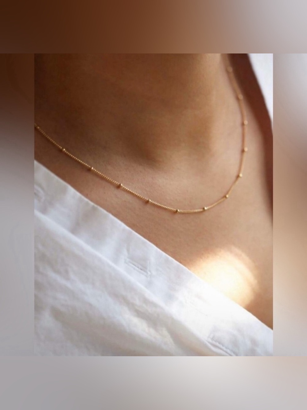 Gold Plated Stainless Steel Minimalistic Beaded Necklace